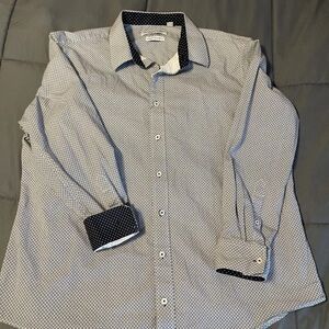 Men's 2XL NICK GRAHAM Polka Dot Stretch Modern Fit Cotton Dress Shirt